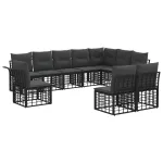 Set de canapele de exterior cu pernă 10 pcs Negru și Gri închis GartenMobel Dekor