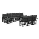 Set de canapele de exterior cu pernă 10 pcs Negru și Gri închis GartenMobel Dekor