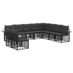 Set de canapele de exterior cu pernă 10 pcs Negru și Gri închis GartenMobel Dekor