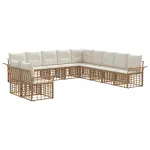 Set de canapele de exterior cu pernă 11 pcs Alb Natural și Crem GartenMobel Dekor