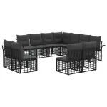 Set de canapele de exterior cu pernă 11 pcs Negru și Gri închis GartenMobel Dekor