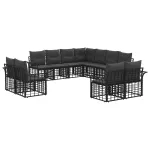 Set de canapele de exterior cu pernă 11 pcs Negru și Gri închis GartenMobel Dekor
