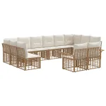 Set de canapele de exterior cu pernă 12 pcs Alb Natural și Crem GartenMobel Dekor