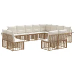 Set de canapele de exterior cu pernă 12 pcs Alb Natural și Crem GartenMobel Dekor