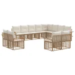 Set de canapele de exterior cu pernă 12 pcs Alb Natural și Crem GartenMobel Dekor