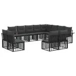Set de canapele de exterior cu pernă 12 pcs Negru și Gri închis GartenMobel Dekor