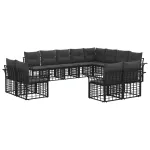 Set de canapele de exterior cu pernă 12 pcs Negru și Gri închis GartenMobel Dekor