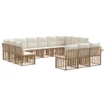 Set de canapele de exterior cu pernă 13 pcs Alb Natural și Crem GartenMobel Dekor