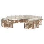 Set de canapele de exterior cu pernă 13 pcs Alb Natural și Crem GartenMobel Dekor