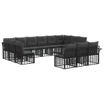 Set de canapele de exterior cu pernă 13 pcs Negru și Gri închis GartenMobel Dekor