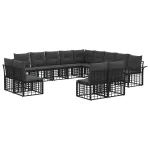 Set de canapele de exterior cu pernă 13 pcs Negru și Gri închis GartenMobel Dekor