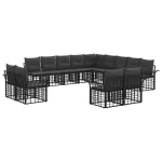 Set de canapele de exterior cu pernă 13 pcs Negru și Gri închis GartenMobel Dekor