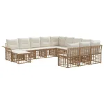 Set de canapele pentru grădină 12 pcs Alb Natural și Crem GartenMobel Dekor