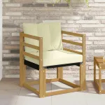 Canapea de exterior Lemn solid de Acacia și Textilene Alb GartenMobel Dekor