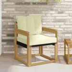 Canapea de exterior Lemn solid de Acacia și Textilene Alb GartenMobel Dekor