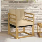 Canapea de exterior Lemn solid de Acacia și Textilene Alb GartenMobel Dekor