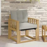 Canapea de exterior Lemn solid de Acacia și Textilene Alb GartenMobel Dekor
