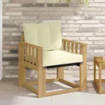 Canapea de exterior Lemn solid de Acacia și Textilene Alb GartenMobel Dekor