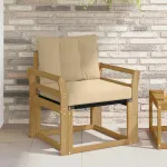Canapea de exterior Lemn solid de Acacia și Textilene Alb GartenMobel Dekor