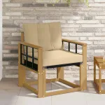 Canapea de exterior Lemn solid de Acacia și Textilene Alb GartenMobel Dekor