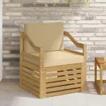 Canapea de exterior Poliester Alb și bej GartenMobel Dekor