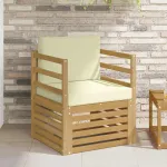 Canapea de exterior Poliester Alb și crem GartenMobel Dekor