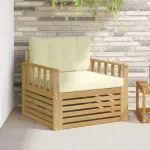 Canapea de exterior Poliester Alb și crem GartenMobel Dekor