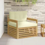 Canapea de exterior Poliester Alb și crem GartenMobel Dekor