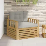 Canapea de exterior Poliester Alb și gri deschis GartenMobel Dekor