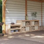Dulap de bucătărie de exterior MEPPEL 3 pcs Douglas Natural GartenMobel Dekor