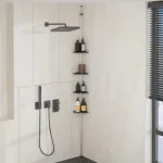 Raft de colț pentru duș telescopic 4 niveluri argintiu aluminiu  GartenMobel Dekor