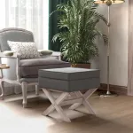 Taburet de depozitare, gri închis, 45x45x49 cm, material textil GartenMobel Dekor