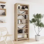 Bibliotecă cu 7 rafturi, 80x30x200 cm, lemn masiv de acacia GartenMobel Dekor
