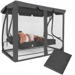 Plasa de protectie impotriva insectelor pentru leagan de gradina, 165x680 cm, gri