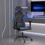 Scaun de gaming de masaj, negru și albastru, piele ecologică GartenMobel Dekor