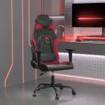 Scaun de gaming de masaj, negru și roșu vin, piele ecologică GartenMobel Dekor