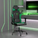 Scaun de gaming de masaj, negru și verde, piele ecologică GartenMobel Dekor