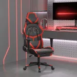 Scaun de gaming cu masaj/suport picioare, negru/roșu, piele eco GartenMobel Dekor