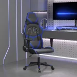 Scaun de gaming de masaj, negru și albastru, piele ecologică GartenMobel Dekor