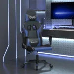 Scaun de gaming de masaj, negru și albastru, piele ecologică GartenMobel Dekor