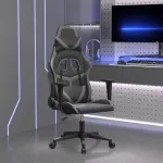 Scaun de gaming de masaj, negru și gri, piele ecologică GartenMobel Dekor