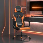 Scaun de gaming de masaj, negru și portocaliu, piele ecologică GartenMobel Dekor