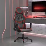 Scaun de gaming de masaj, negru și roșu vin, piele ecologică GartenMobel Dekor