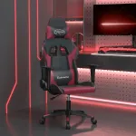 Scaun de gaming de masaj, negru și roșu vin, piele ecologică GartenMobel Dekor