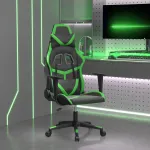 Scaun de gaming de masaj, negru și verde, piele ecologică GartenMobel Dekor