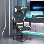 Scaun de gaming cu masaj, negru și alb, material textil GartenMobel Dekor
