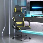 Scaun de gaming cu masaj, negru și verde deschis, textil GartenMobel Dekor
