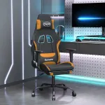 Scaun de gaming cu masaj/suport picioare, negru / oranj, textil GartenMobel Dekor