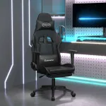 Scaun de gaming cu masaj/suport picioare, negru, piele eco GartenMobel Dekor