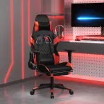 Scaun de gaming cu masaj/suport picioare, negru/roșu, piele eco GartenMobel Dekor